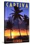 Captiva, Florida - Palms and Sunset-Lantern Press-Stretched Canvas