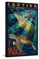 Captiva, Florida - Sea Turtle Paper Mosaic-Lantern Press-Stretched Canvas