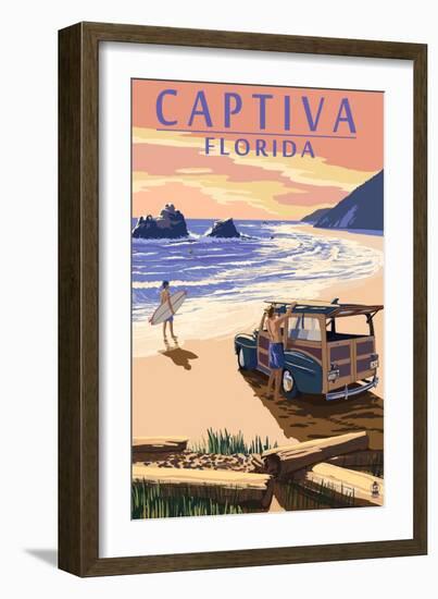 Captiva, Florida - Woody on the Beach-Lantern Press-Framed Art Print