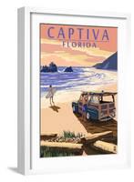 Captiva, Florida - Woody on the Beach-Lantern Press-Framed Art Print