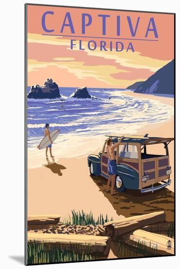 Captiva, Florida - Woody on the Beach-Lantern Press-Mounted Art Print