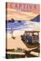 Captiva, Florida - Woody on the Beach-Lantern Press-Stretched Canvas