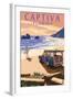 Captiva, Florida - Woody on the Beach-Lantern Press-Framed Art Print