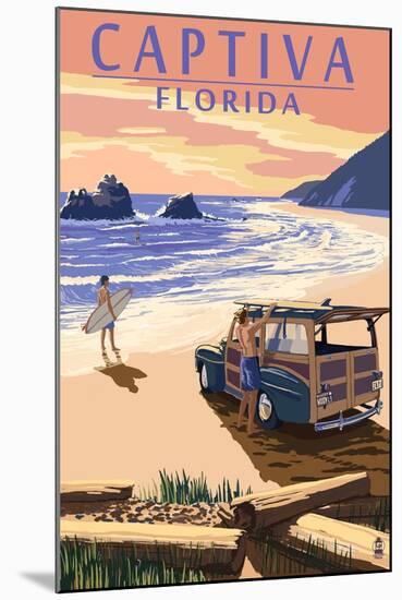 Captiva, Florida - Woody on the Beach-Lantern Press-Mounted Art Print