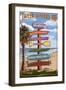 Captiva Island, Florida - Destinations Signpost-Lantern Press-Framed Art Print