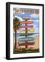 Captiva Island, Florida - Destinations Signpost-Lantern Press-Framed Art Print