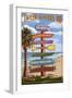 Captiva Island, Florida - Destinations Signpost-Lantern Press-Framed Art Print