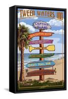 Captiva Island, Florida - Destinations Signpost-Lantern Press-Framed Stretched Canvas