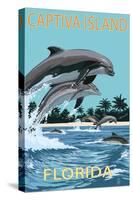 Captiva Island, Florida - Dolphins Swimming-Lantern Press-Stretched Canvas