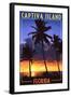 Captiva Island, Florida - Palms and Sunset-Lantern Press-Framed Art Print