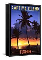 Captiva Island, Florida - Palms and Sunset-Lantern Press-Framed Stretched Canvas
