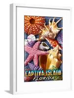 Captiva Island, Florida - Shell Montage-Lantern Press-Framed Art Print