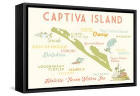 Captiva Island, Florida - Typography and Icons-Lantern Press-Framed Stretched Canvas