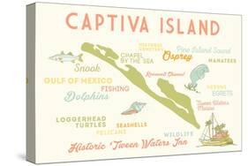 Captiva Island, Florida - Typography and Icons-Lantern Press-Stretched Canvas