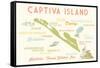 Captiva Island, Florida - Typography and Icons-Lantern Press-Framed Stretched Canvas