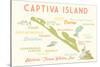 Captiva Island, Florida - Typography and Icons-Lantern Press-Stretched Canvas