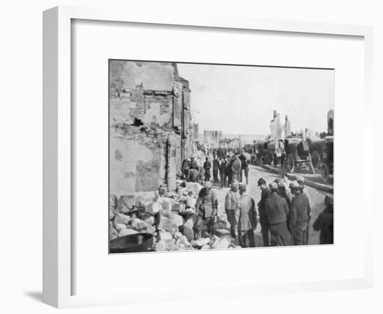 Captive German Prisoners Removing Debris from the Streets of Clermont-En-Argonne, France, 1914-null-Framed Giclee Print