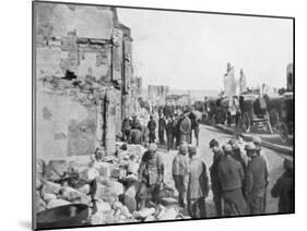 Captive German Prisoners Removing Debris from the Streets of Clermont-En-Argonne, France, 1914-null-Mounted Giclee Print