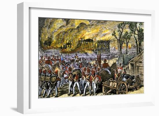 Capture and Burning of Washington D.C. by the British in 1814-null-Framed Giclee Print