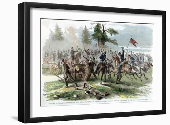 Capture of Confederate Guns, Near Culpeper, Virginia, American Civil War, 14 September 1863-Edwin Forbes-Framed Giclee Print