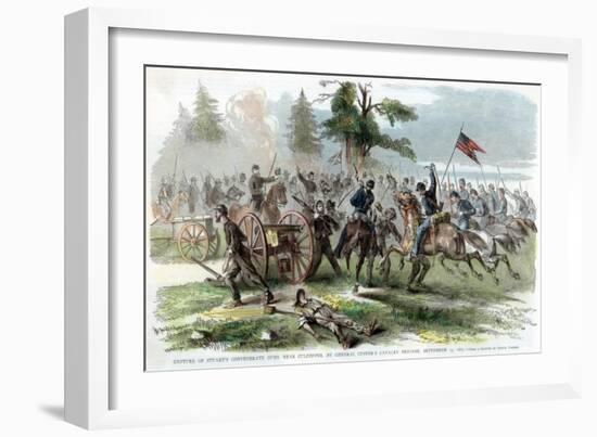 Capture of Confederate Guns, Near Culpeper, Virginia, American Civil War, 14 September 1863-Edwin Forbes-Framed Giclee Print