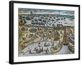 Capture of La Goulette and Tunis by Charles V, 1535-Franz Hogenberg-Framed Giclee Print