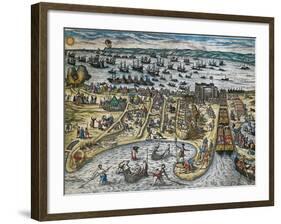 Capture of La Goulette and Tunis by Charles V, 1535-Franz Hogenberg-Framed Giclee Print