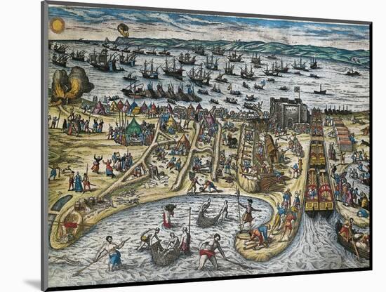Capture of La Goulette and Tunis by Charles V, 1535-Franz Hogenberg-Mounted Giclee Print