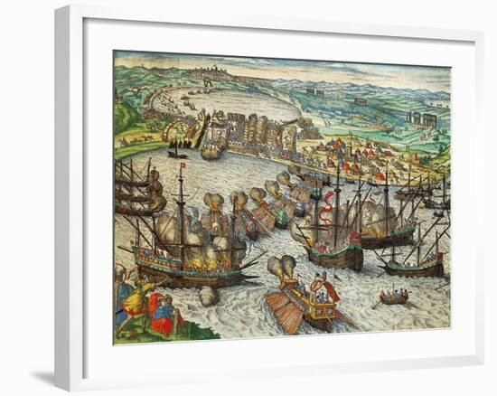 Capture of La Goulette and Tunis by Charles V, 1535-Franz Hogenberg-Framed Giclee Print