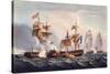 Capture of La Minerve, Print Made by Thomas Sutherland, from 'The Naval Achievements of Great…-Thomas Whitcombe-Stretched Canvas