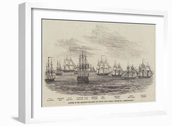 Capture of the Argentine Squadron, Off Monte Video-null-Framed Giclee Print