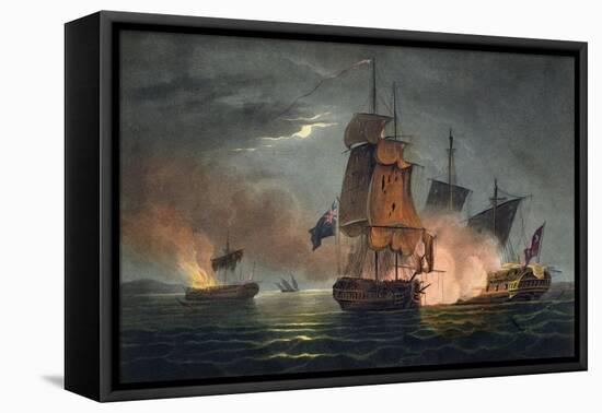 Capture of the Badere Zaffer, Naval Achievements of Great Britain Jenkins, c.1808-Thomas Whitcombe-Framed Stretched Canvas
