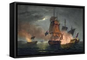 Capture of the Badere Zaffer, Naval Achievements of Great Britain Jenkins, c.1808-Thomas Whitcombe-Framed Stretched Canvas