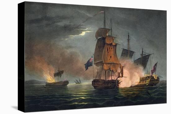 Capture of the Badere Zaffer, Naval Achievements of Great Britain Jenkins, c.1808-Thomas Whitcombe-Stretched Canvas