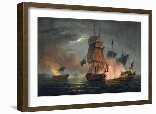 Capture of the Badere Zaffer, Naval Achievements of Great Britain Jenkins, c.1808-Thomas Whitcombe-Framed Giclee Print