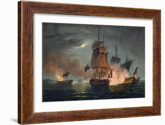 Capture of the Badere Zaffer, Naval Achievements of Great Britain Jenkins, c.1808-Thomas Whitcombe-Framed Giclee Print