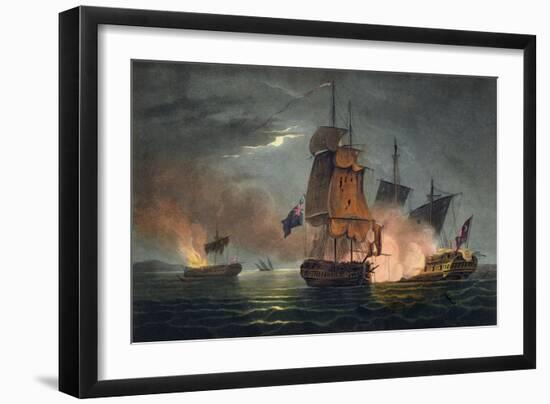 Capture of the Badere Zaffer, Naval Achievements of Great Britain Jenkins, c.1808-Thomas Whitcombe-Framed Giclee Print