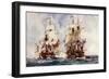 Capture of the French "Reunion" by the "Crescent," 1793-Charles Edward Dixon-Framed Giclee Print