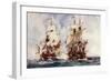 Capture of the French "Reunion" by the "Crescent," 1793-Charles Edward Dixon-Framed Giclee Print