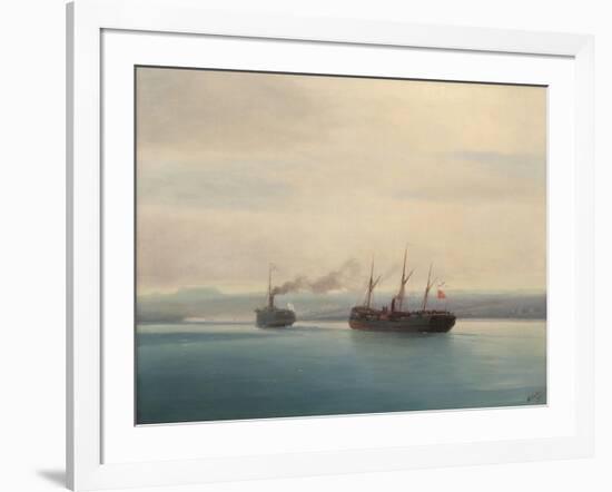 Capture of the Turkish Troopship Mersina by the Steamer Russia on 13 December 1877, 1877-Ivan Konstantinovich Aivazovsky-Framed Giclee Print