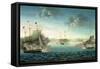 Capture of the Us Frigate 'Essex' by B.M Frigate 'Phoebe' and Sloop 'Cherub' in the Bay of…-George Ropes-Framed Stretched Canvas