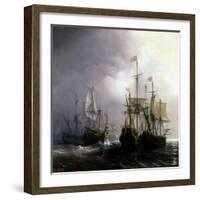 Capture of Three Dutch Commercial Vessels by the French Ships Fidèle, Mutine and Jupiter, in 1711-Théodore Gudin-Framed Giclee Print