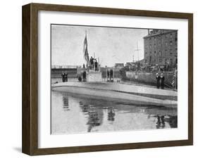 Captured German Submarine Minelayer is on View in the Thames London-null-Framed Photographic Print