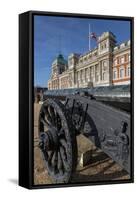 Captured Turkish Cannon, Union Flag at Half Mast on Old Admiralty Building, Horse Guards Parade-Eleanor Scriven-Framed Stretched Canvas