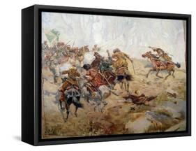 Capturing of the Aul Akhtulga, Late 19th or Early 20th Century-Franz Roubaud-Framed Stretched Canvas