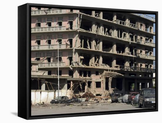 Car Bomb Devastation, Beirut, Lebanon, Middle East-Christian Kober-Framed Stretched Canvas