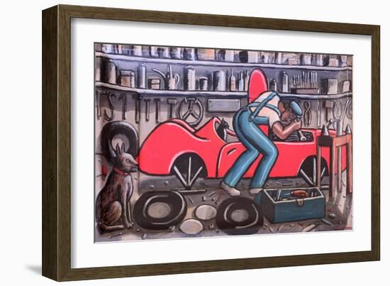 CAR CRANK, 2017-PJ Crook-Framed Giclee Print