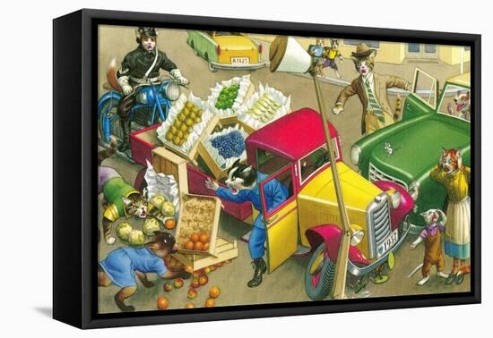 Car Crash in the Market Place-null-Framed Stretched Canvas