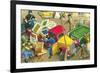 Car Crash in the Market Place-null-Framed Art Print