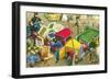 Car Crash in the Market Place-null-Framed Art Print